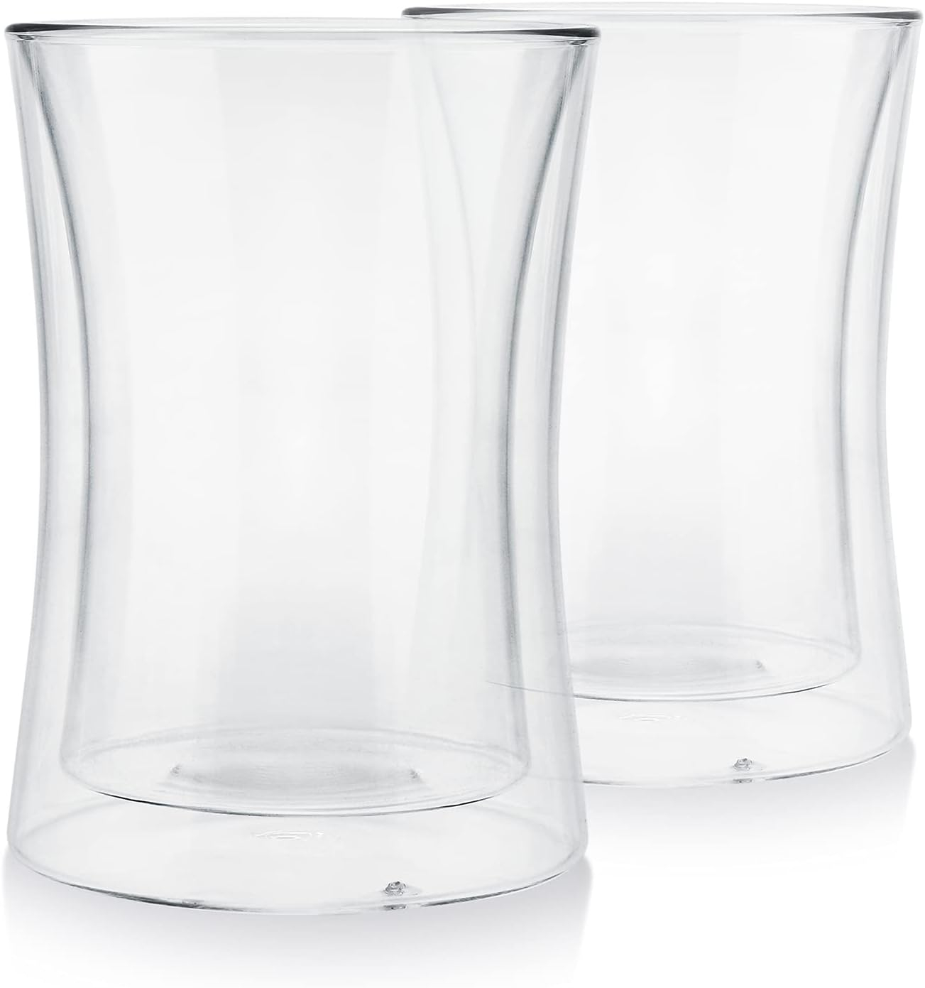 Teabloom Modern Insulated Tasting Glass Cups - Set of 2 Double Walled Glasses (10 oz / 300 ml) - Milano Collection