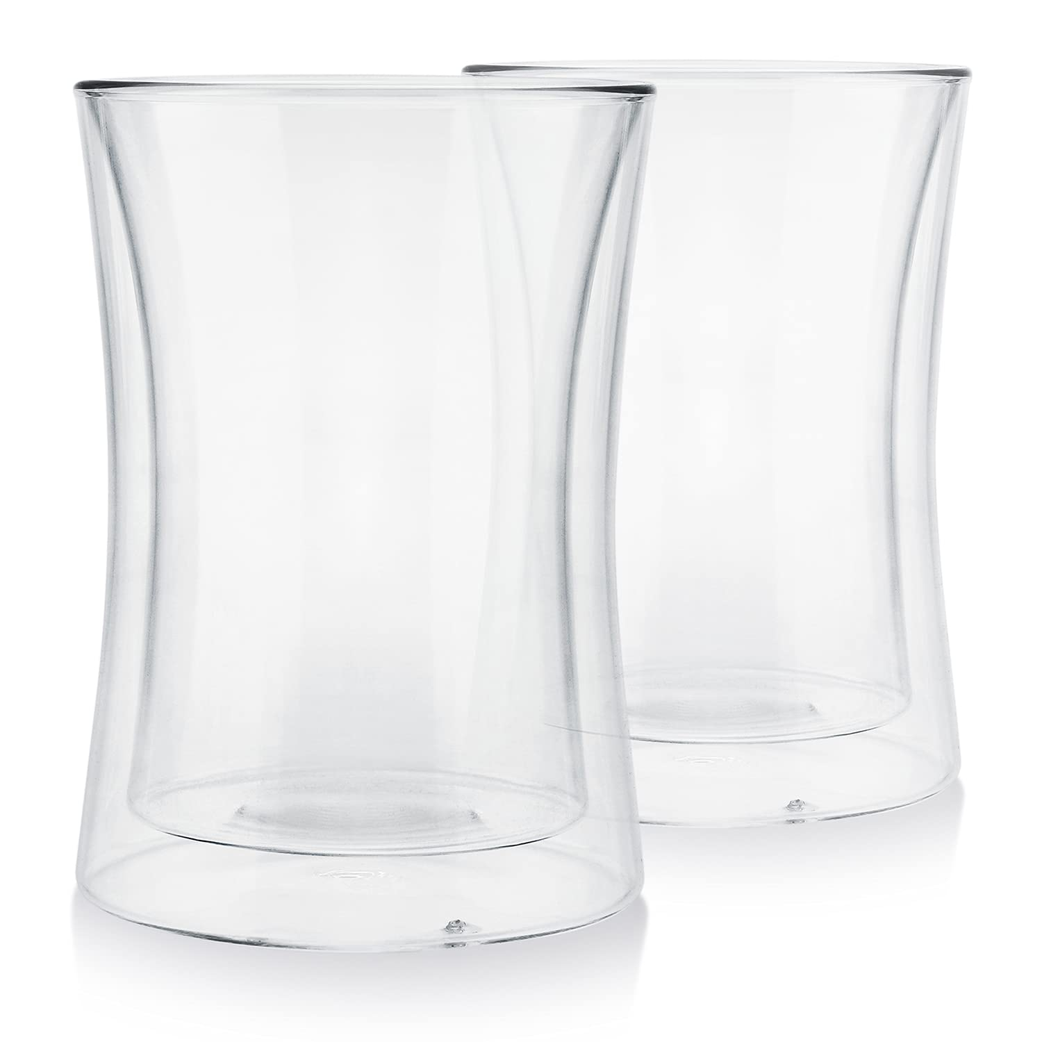 Teabloom Modern Insulated Tasting Glass Cups - Set of 2 Double Walled Glasses (10 oz / 300 ml) - Milano Collection