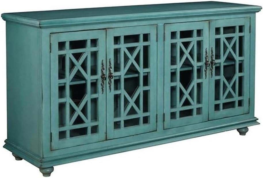 Bowery Hill Traditional Wood TV Stand for TVs up to 63" in Antique Teal Green