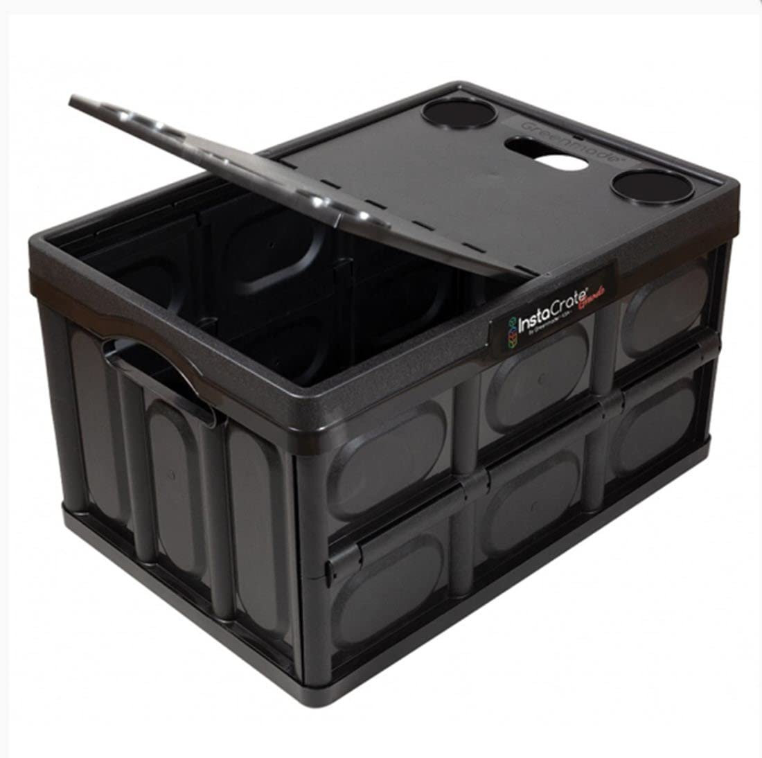 Black Recycled Plastic Collapsible Storage Container with Lid, 16.5 Gallon