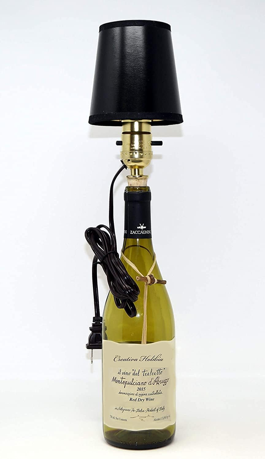Creative Hobbies Pre-Wired Bottle Lamp Kit, Easily Convert Any Bottle Into A Lamp, DIY No Drilling Required | Antique Brass