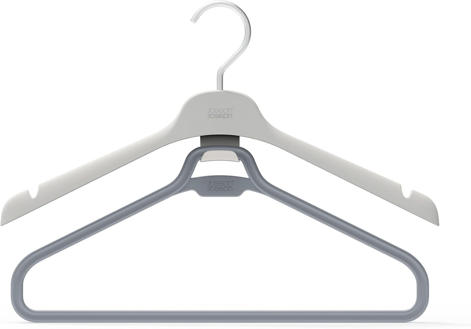 Joseph Joseph Orderly Set of 2 Long Garment Hangers, 2-Part Clothes Hanger for Dresses and Jumpsuits with Integrated Strap Hooks