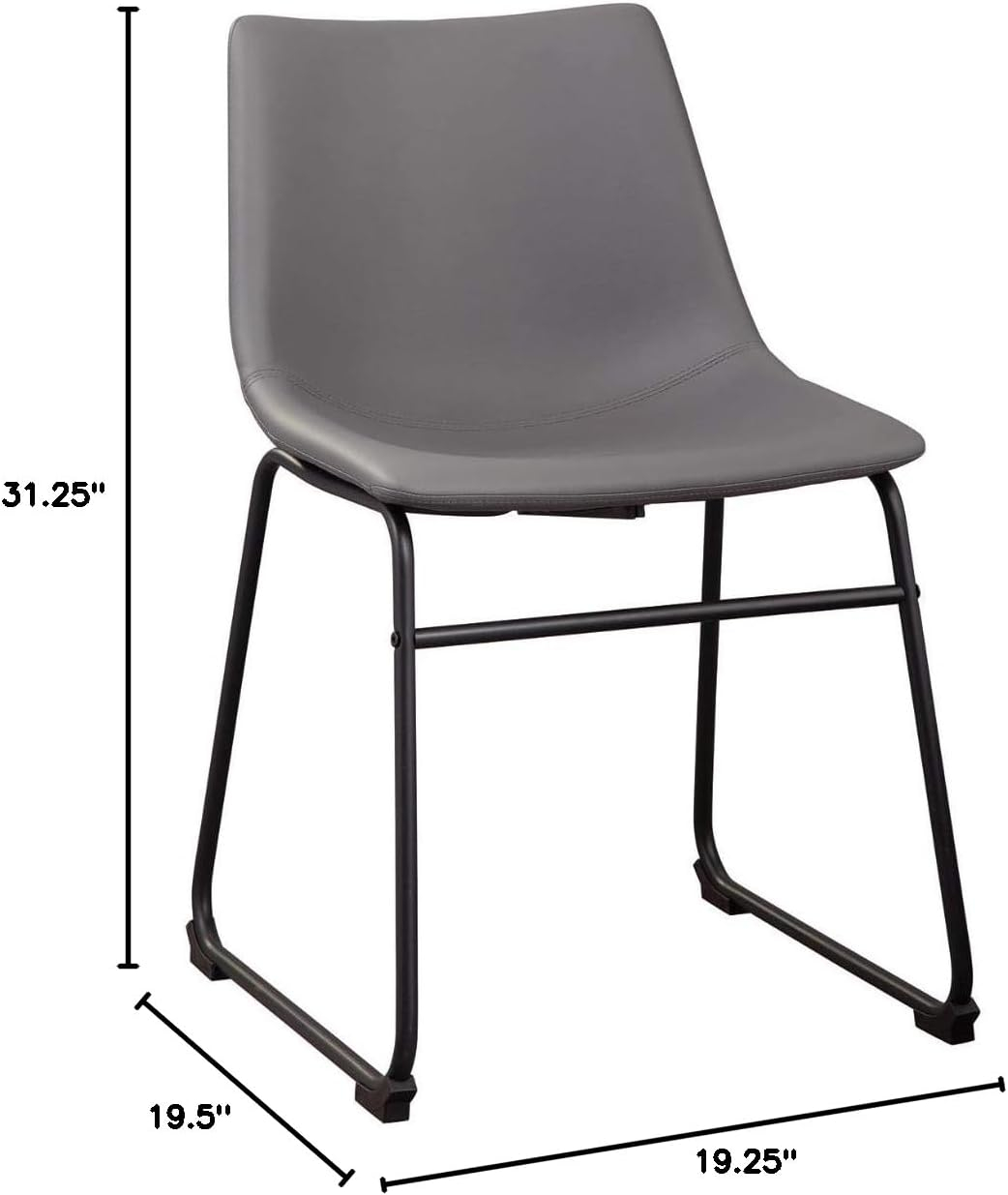 Signature Design by Ashley Centiar Urban Industrial Faux Leather Bucket Dining Chair, Set of 2, Gray