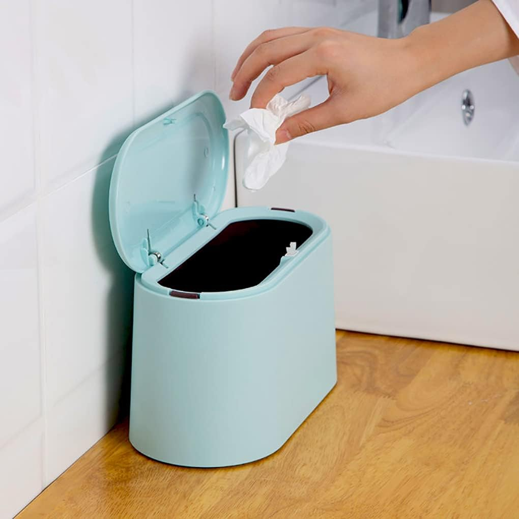 Sokhug Clearance Mini Trash Can with Lid - Removable Small Garbage Can,Plastic Trash Bin, Counter Top Wastebasket, Counter Garbage Lint Bin For Bathroom,Office,Kitchen,Desk,Cof