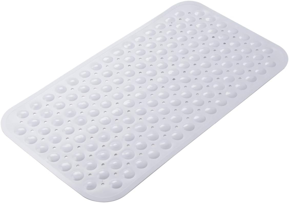 AmazerBath Bath Tub Mat, Medium Size 27.6 x 15 Inches Non-Slip Shower Mats with Suction Cups and Drain Holes, Bathroom Bathtub Mats Machine Washable (Clear)