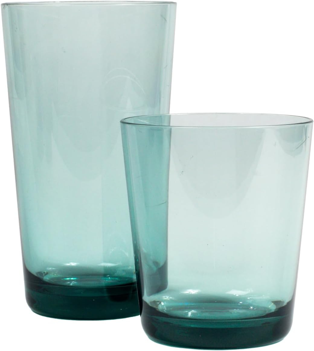 Simple Premium Plastic Drinkware 8-Piece Set for Indoor or Outdoor Use, with 4 Jumbo and 4 Double Old Fashioned Glasses, Sage Green