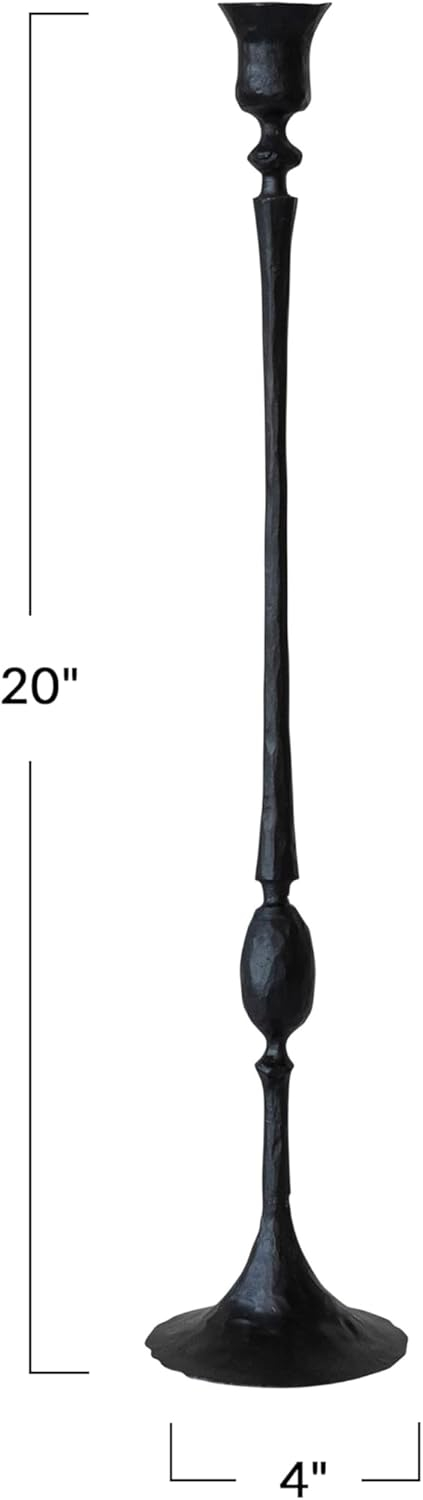 Creative Co-Op Tall Decorative Hand-Forged Metal Taper Holder, Black