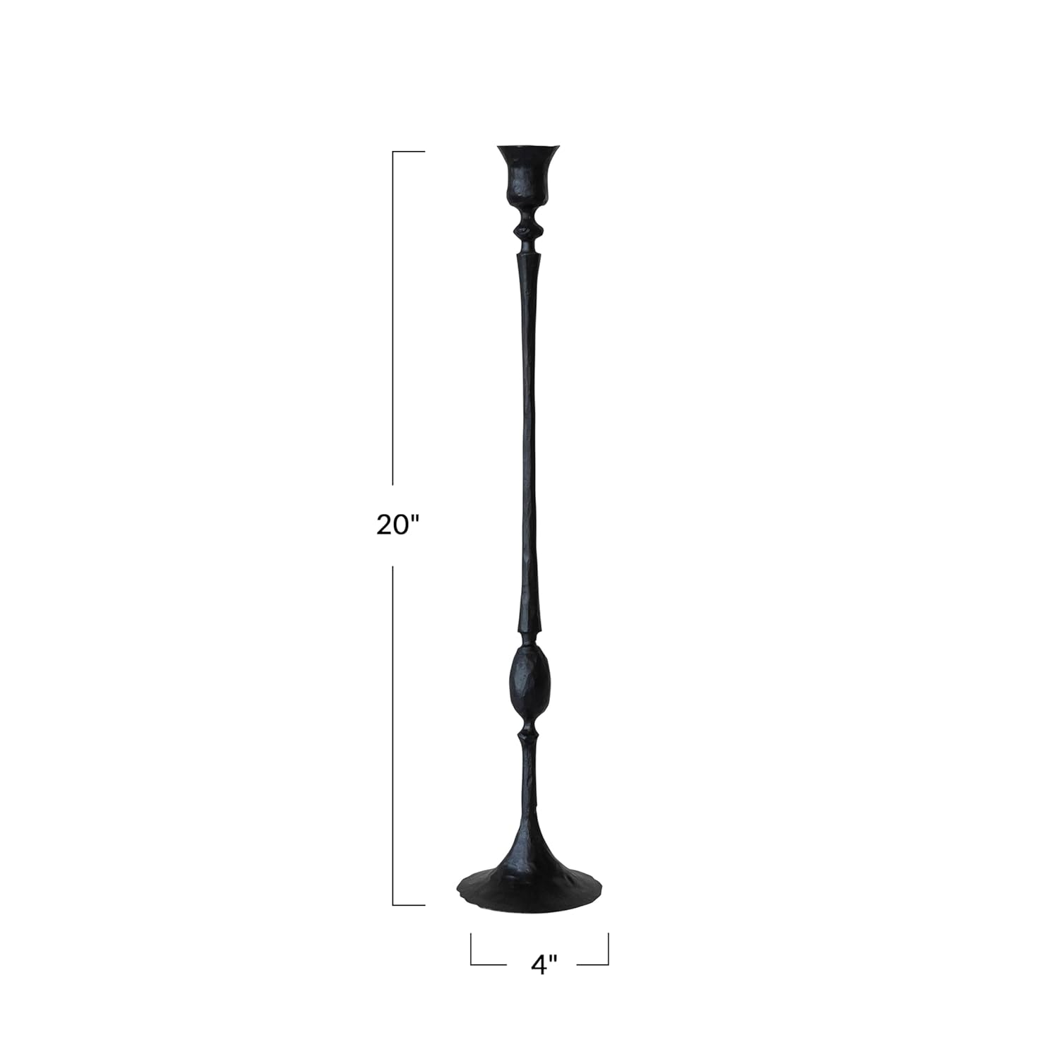 Creative Co-Op Tall Decorative Hand-Forged Metal Taper Holder, Black