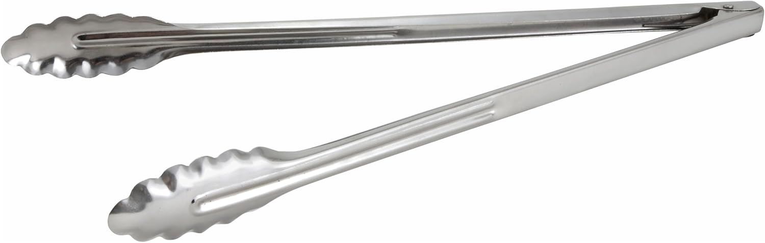 Winco UT-16LT, 16-Inch Stainless Steel Utility Tong with Scalloped-Edge