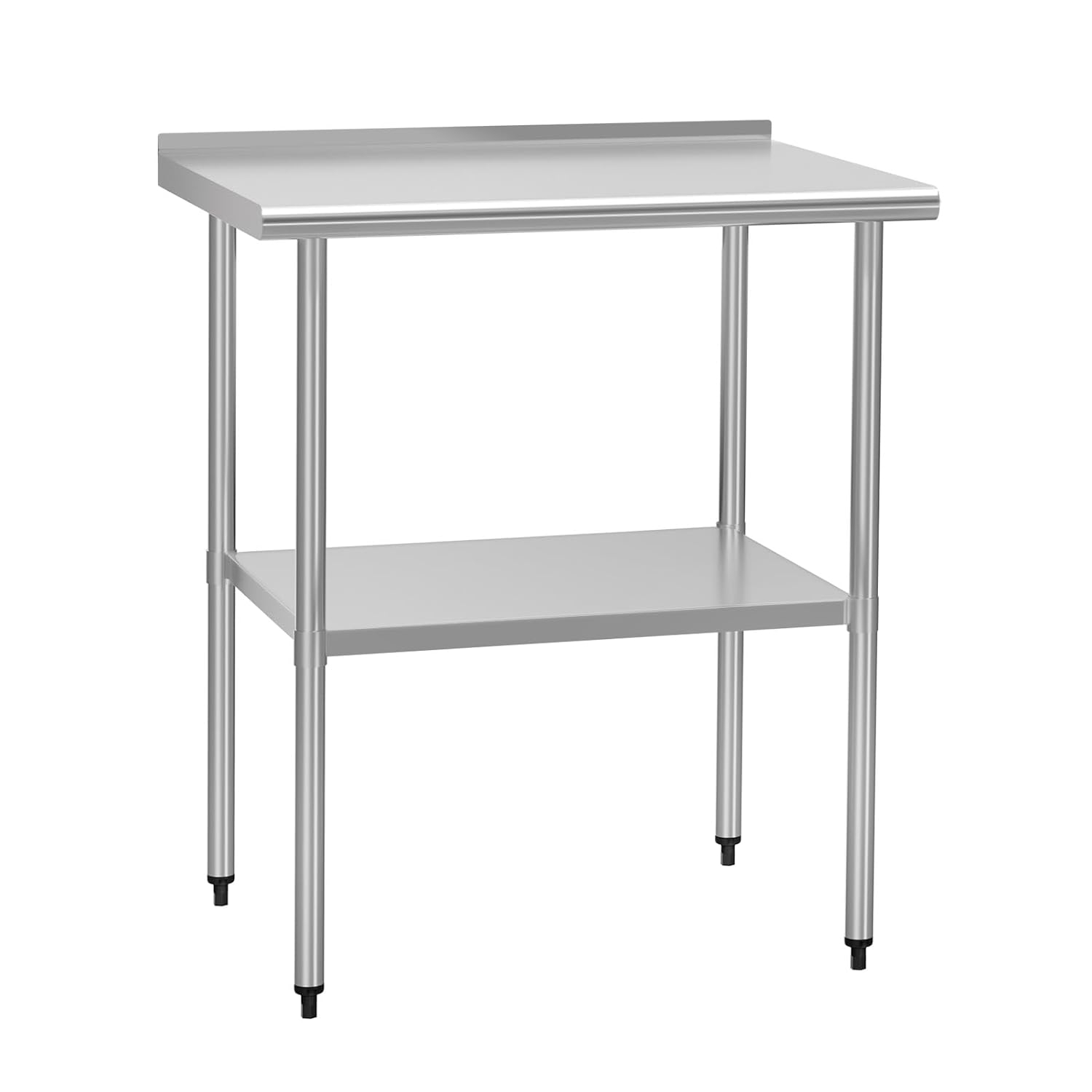 Stainless Steel Table 24" x 30" with Adjustable Undershelf and Backsplash, Commercial Metal Workstations for Kitchen, Garage, Outdoor BBQ