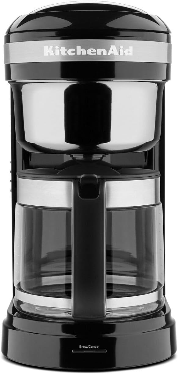 KitchenAid 12 Cup Drip Coffee Maker with Spiral Showerhead and Programmable Warming Plate, Onyx Black, KCM1209