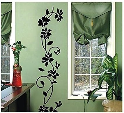 Black Floral Rattan Vinyl Wall Decal Sticker, 41'' x 12''