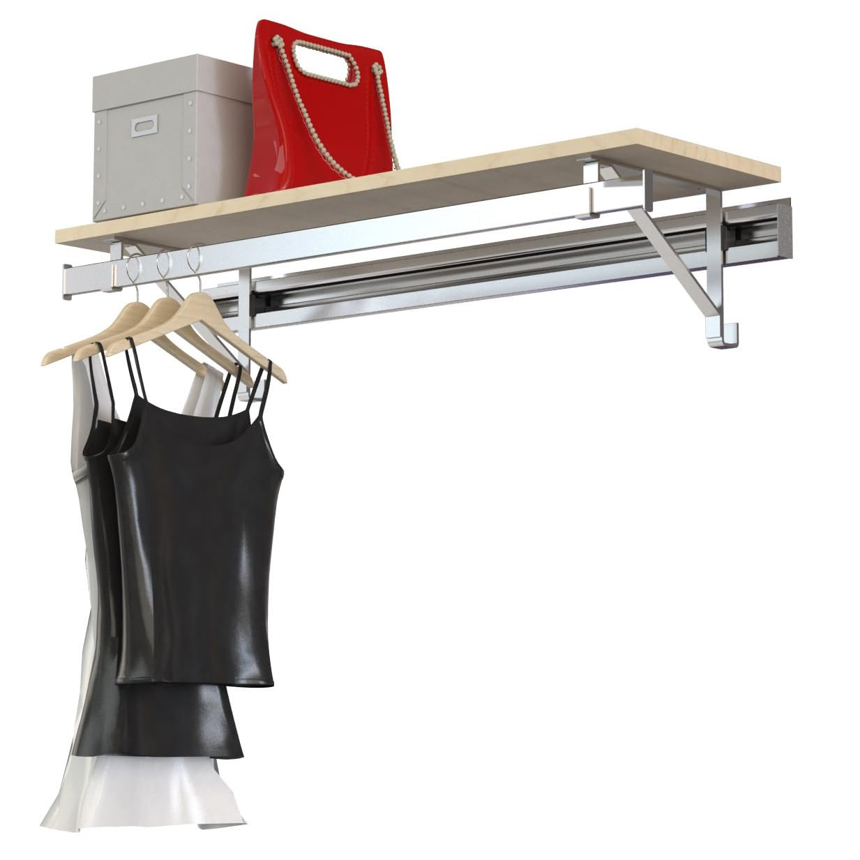 Arrange a Space Closet Hang Rod with Shelf 32in. Maple