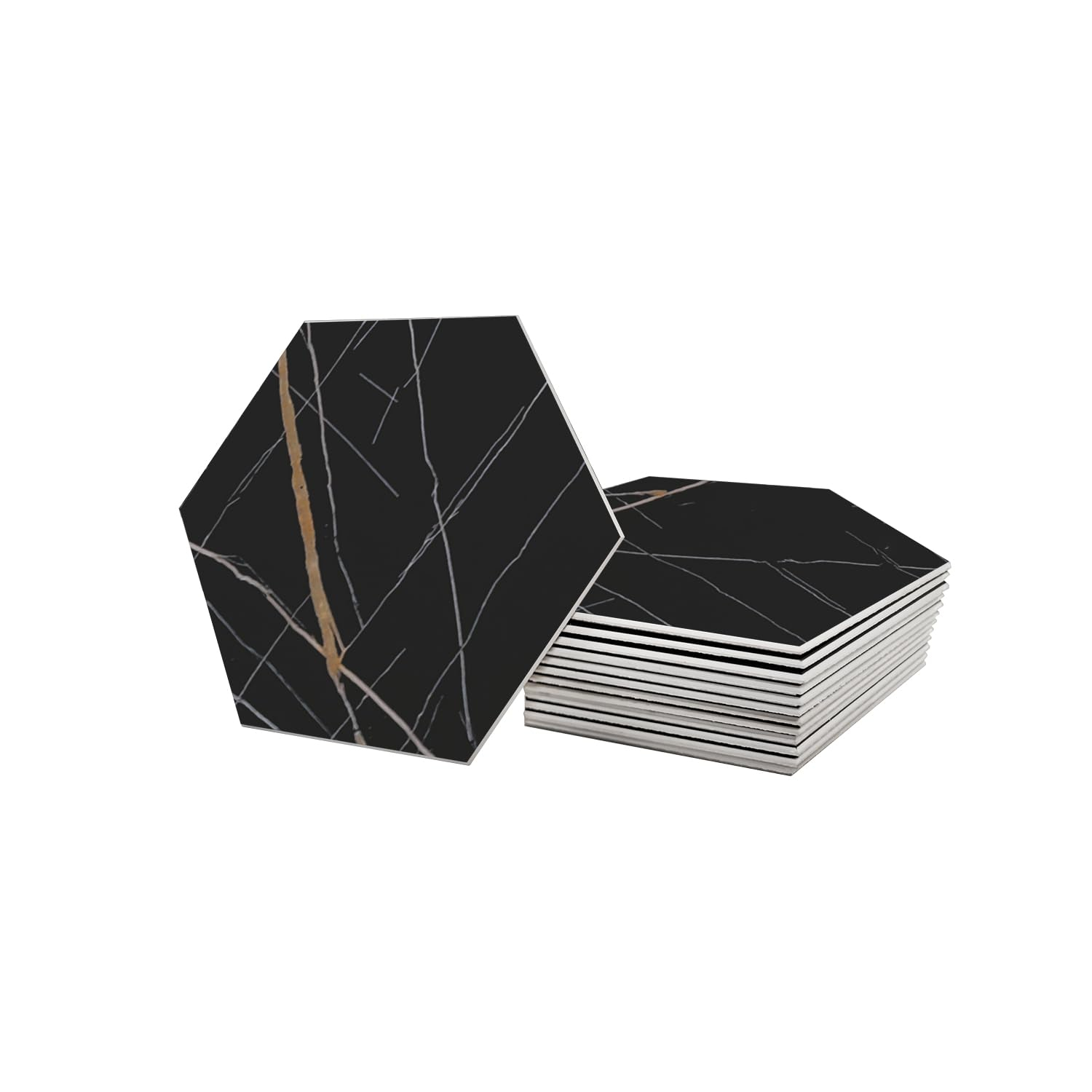Avant Decor | Stone Composite Hexagon Stone Texture | Peel and Stick Kitchen Backsplash Tiles | Stick On Wall Tiles | Easy DIY Installation | 6” x 6.9” | Single Tile
