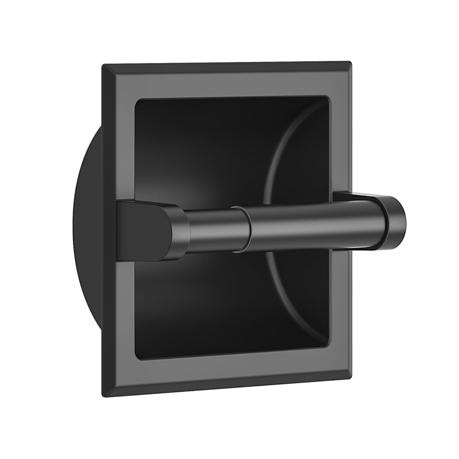 FORIOUS Recessed Toilet Paper Holder, Stainless Steel Durable Tissue Roll Holder Wall Mount for Bathroom Space Saving Design with Mounting Bracket, in Wall Toilet Paper Dispenser Insert, Matte Black