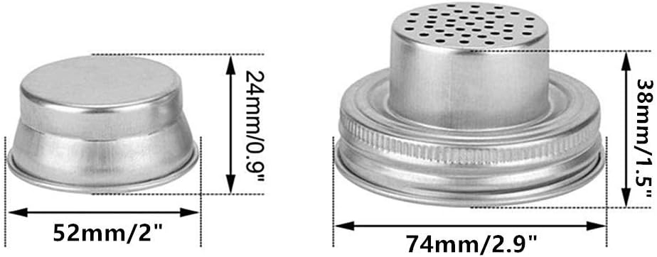 4 Pack Mason Jar Shaker Lids Stainless Steel with Silicone Seals for Spices Dredge Flour Sugar Salt Peppers and Any REGULAR MOUTH Canning Lid