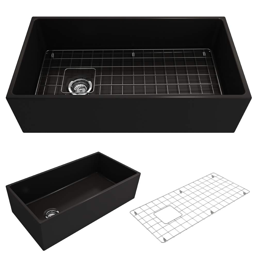 Matte Black Fireclay Farmhouse Single Bowl Kitchen Sink