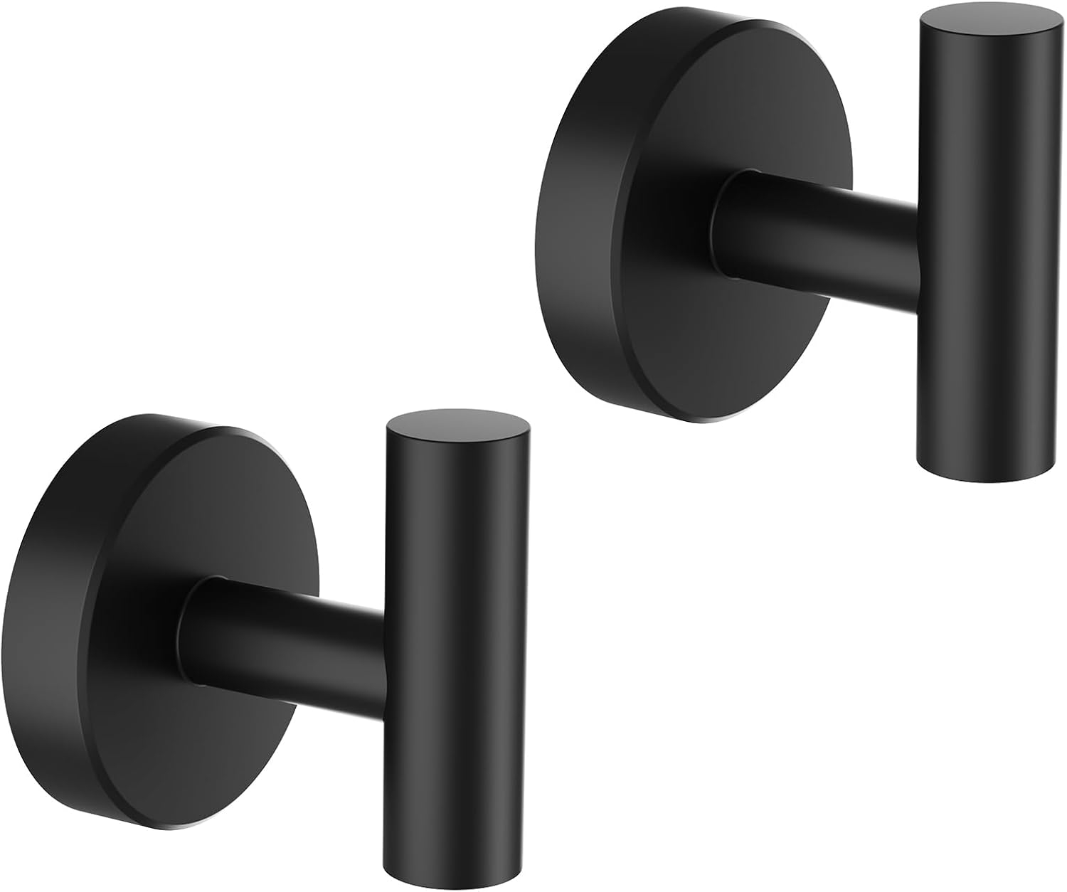 Fyrome 2 Pack Matte Bath Robe Towel Hooks for Bathroom Kitchen, Stainless Steel Hanging Wall Hooks- Black