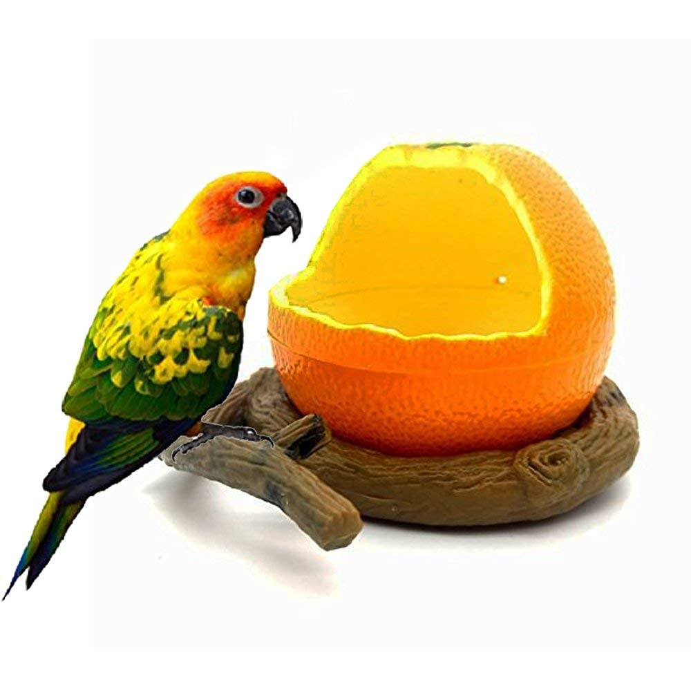 Birds Feeder Bowl,Bird Food Feeding Bowl Feed Cup for Small Parrots Cockatiels Conure Hamster Small Animal Drinking Water Container for Birds Cage Accessories,Orange