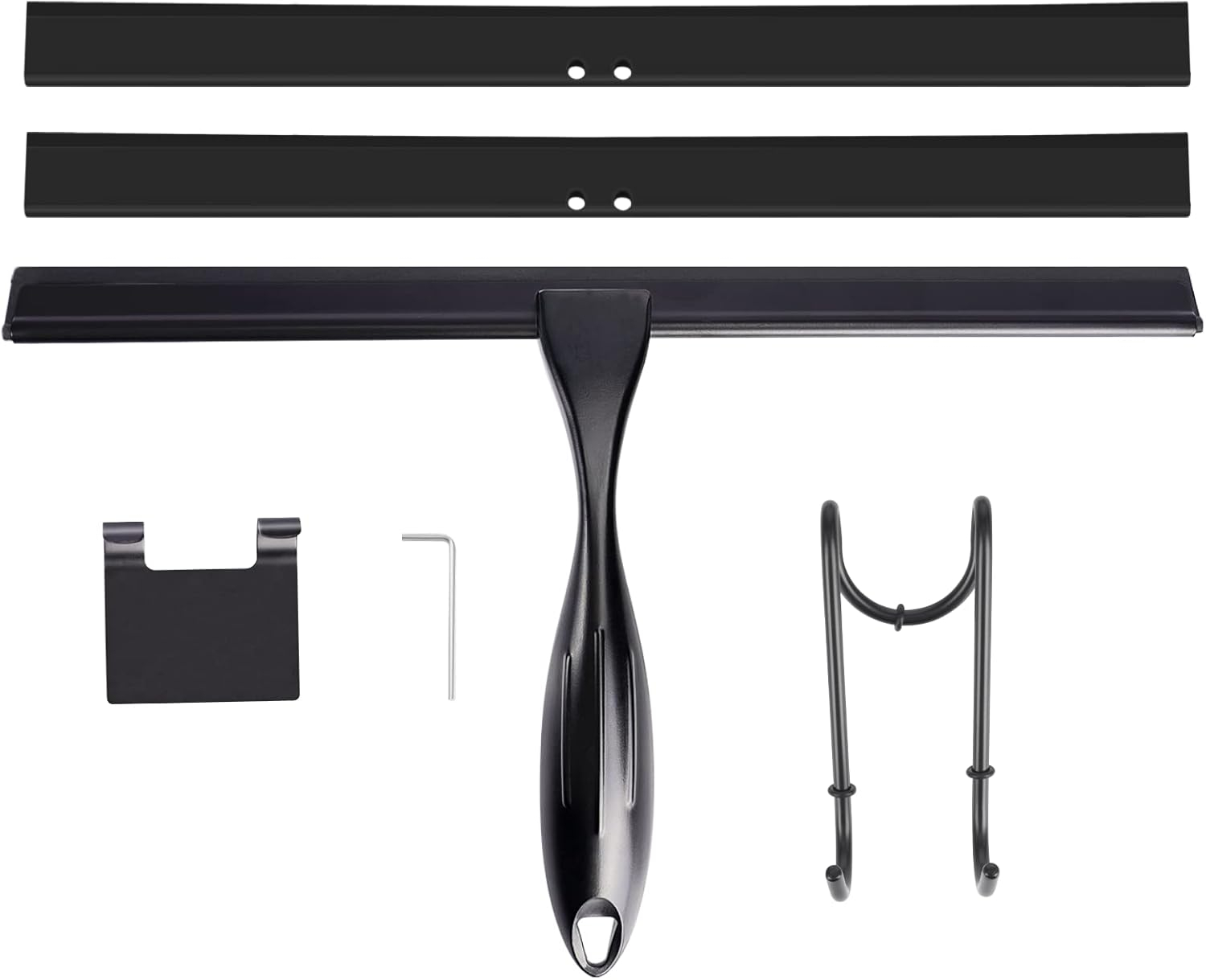 14'' Shower Squeegee, TOOVEM Squeegee for Shower Glass Door for Glass Doors, Windows, Bathroom, Car Windshield, Black