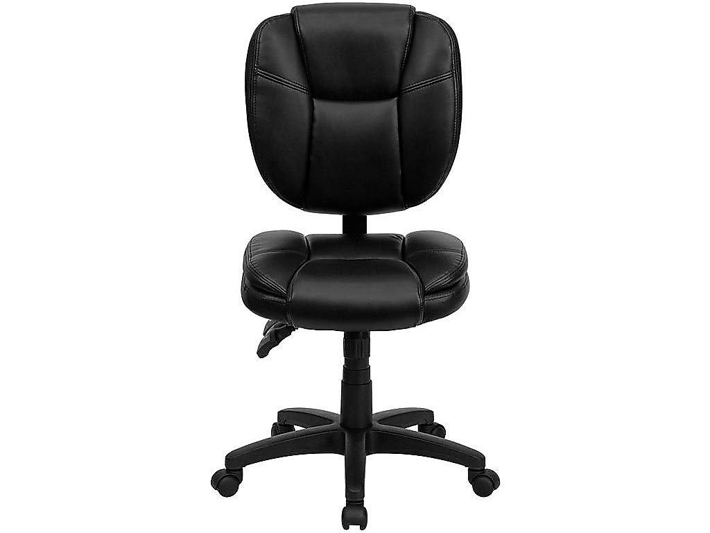 Flash Furniture Mid-Back Black LeatherSoft Multifunction Swivel Ergonomic Task Office Chair with Pillow Top Cushioning