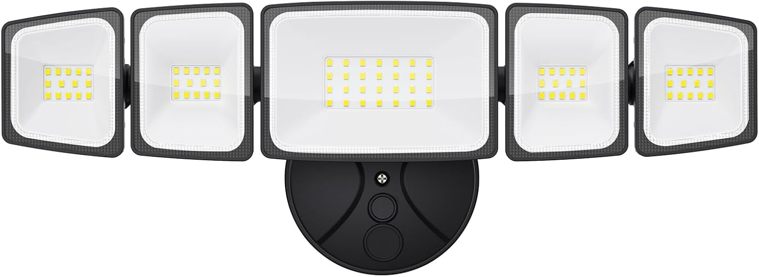 70W LED Flood Lights Outdoor Waterproof IP65, 5 Heads Exterior Security Lights, 6500K Super Bright Floodlight Fixture, Outside Light for House, Backyard