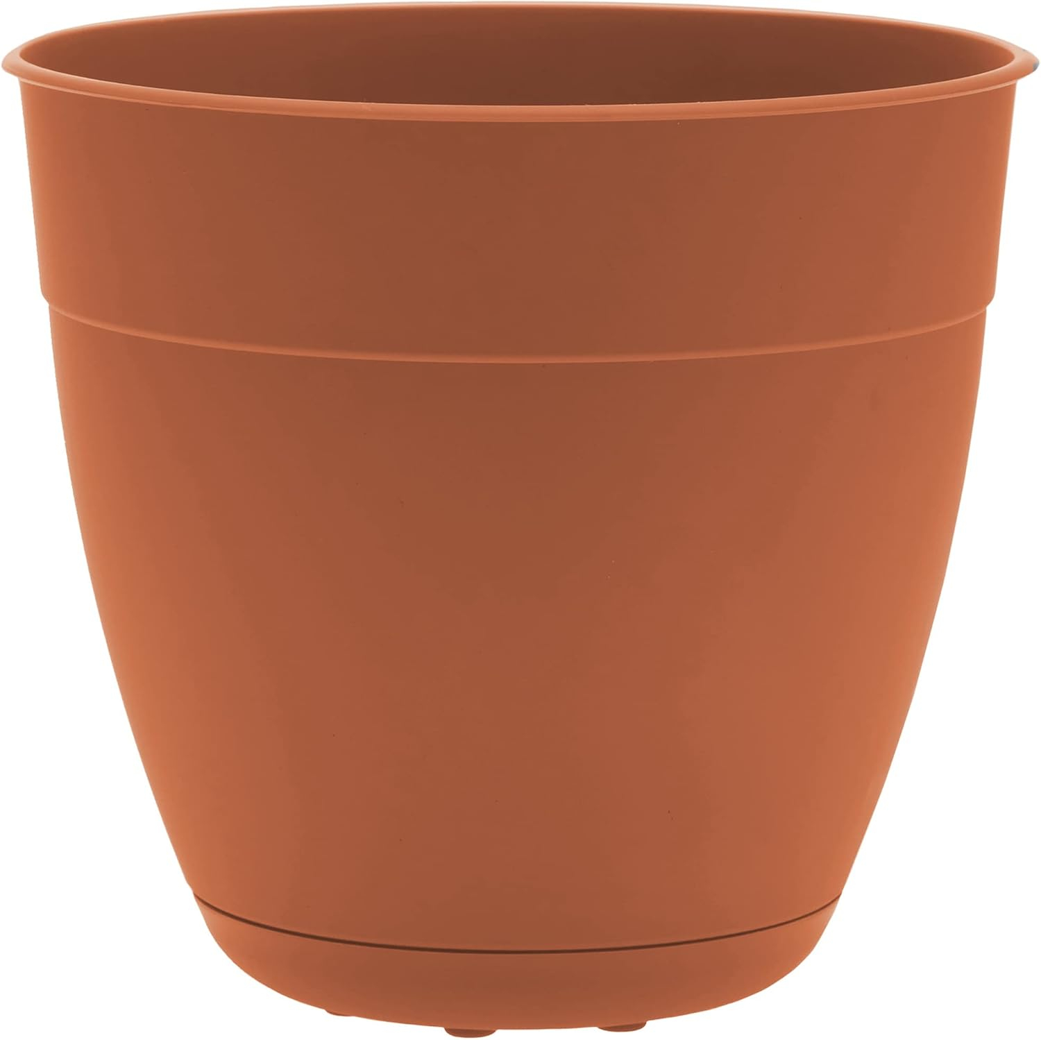 Bloem Dayton Planter With Saucer: 12" - Terra Cotta - 100% Recycled Plastic Pot, Removable Saucer, Elevated Feet, For Indoor and Outdoor Use, Gardening, 3 Gallon Capacity