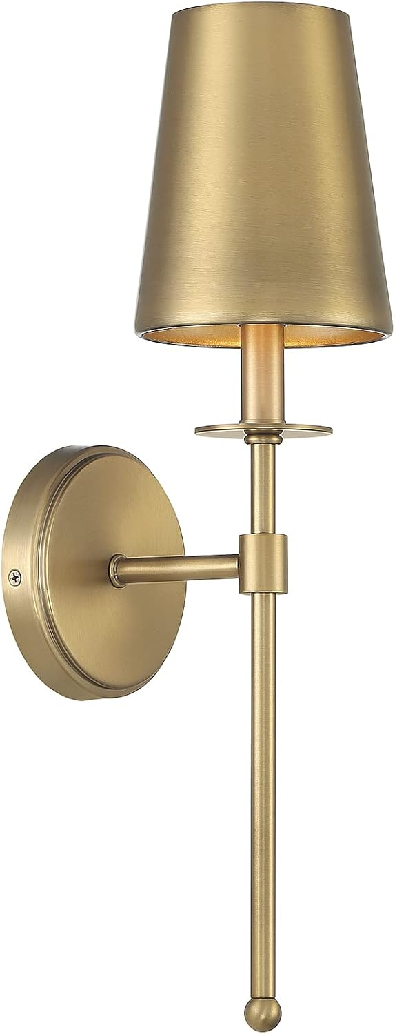 FR90084NB Vintage 1-Light Wall Sconce, Natural Brass (5" W x 20" H)