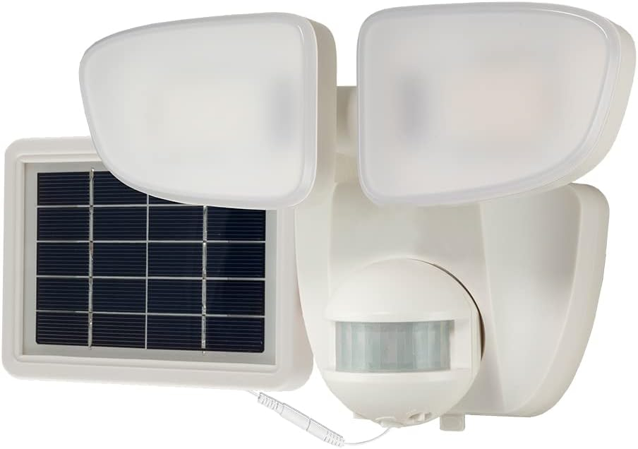 HALO Solar Outdoor LED Flood Light with 180 Degree Motion Sensor Flood & Security Twin Head Light 1000 Lumens White