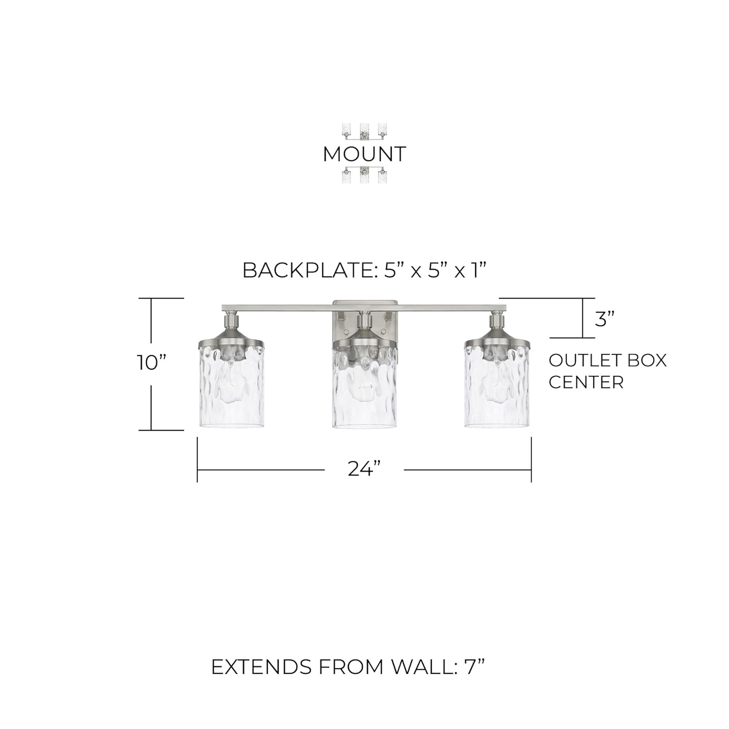 Capital Lighting 128831-451 Colton 3 Light 24" Wide Bathroom Vanity Light - Nickel