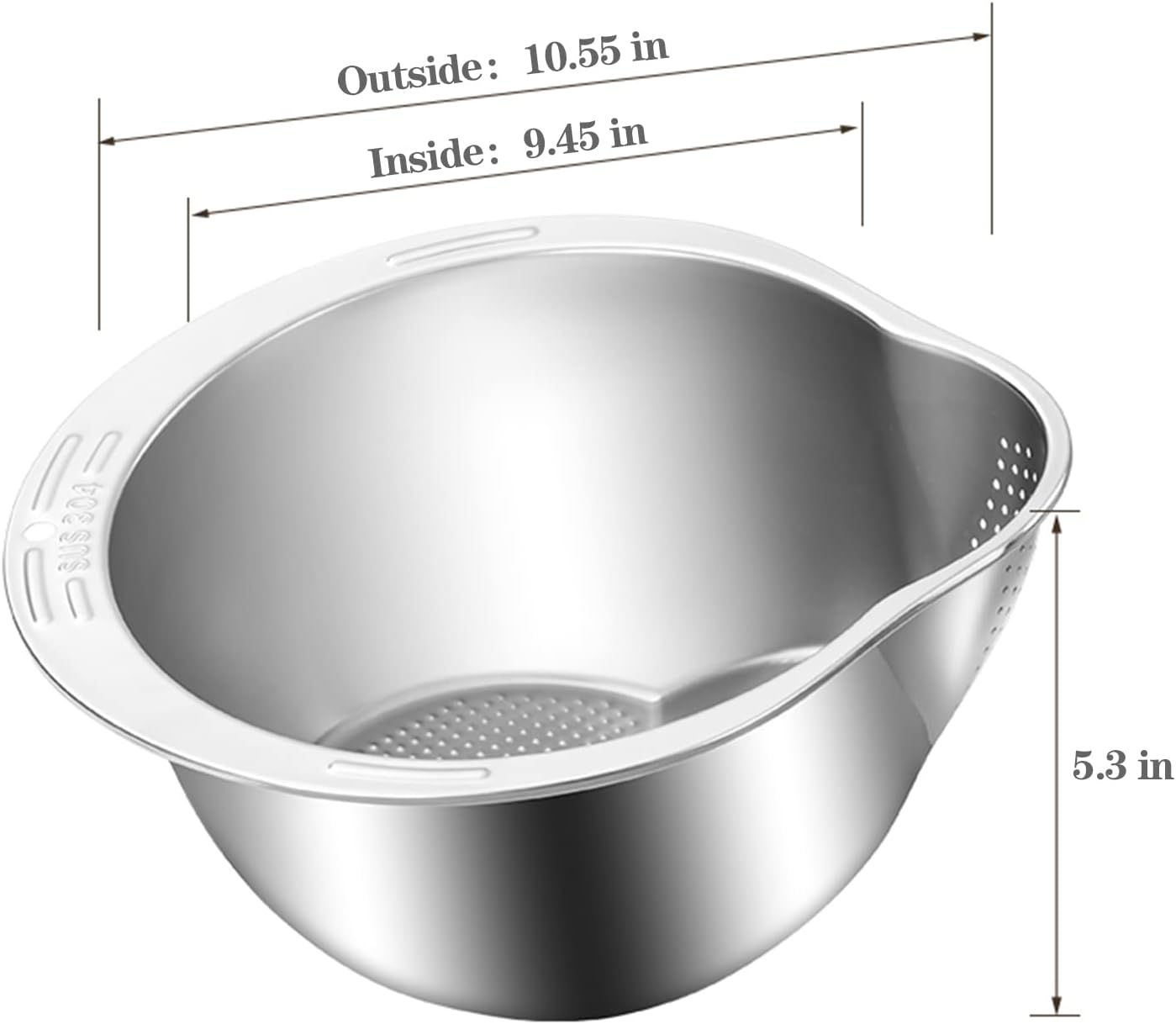 Rice Washer Strainer Bowl - 4-in-1 Washing Bowl for Quinoa, Stainless Steel Rinser With Side Drainers Small Colander for Cleaning Fruits, Vegetables, and Beans - Versatile Kitchen Tool Rice Washing