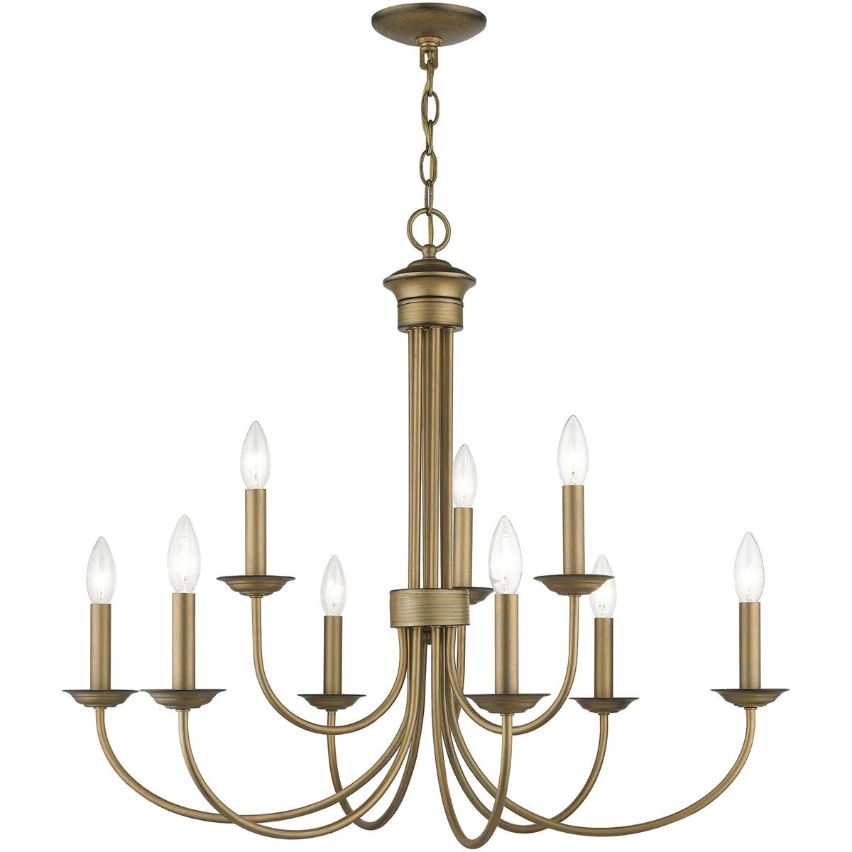 Livex Lighting Estate 9 - Light Chandelier in  Antique Gold Leaf
