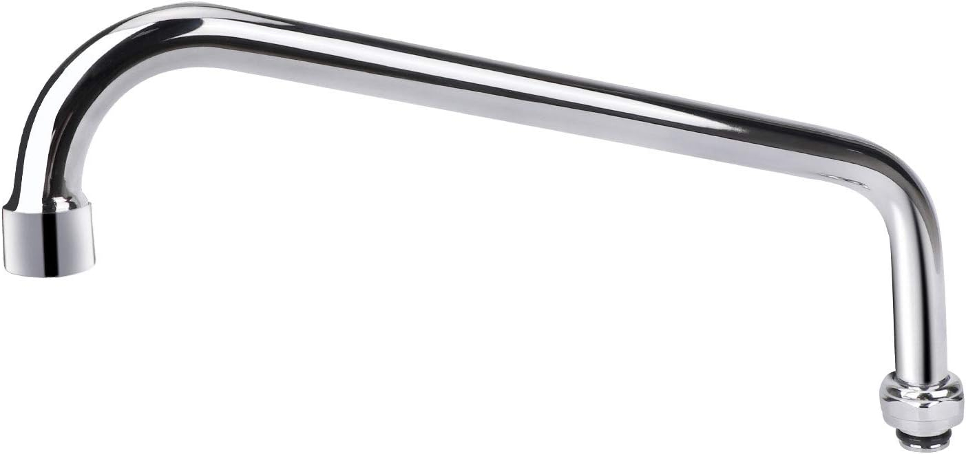 KWODE 8” Swivel Swing Nozzle Spout Replacement Kit for All Brand Commercial Kitchen Sink Faucet with M25*1.25mm Connector Size and 2.2 GPM Aerator, 360°Stainless Steel Add-on Spout Chrome Finish