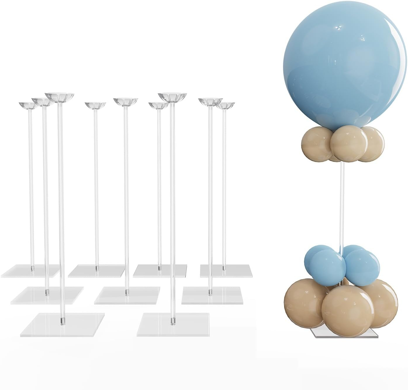 Clear Acrylic Tabletop Balloon Stand Kit, 23.6 Inch, 10 Pack