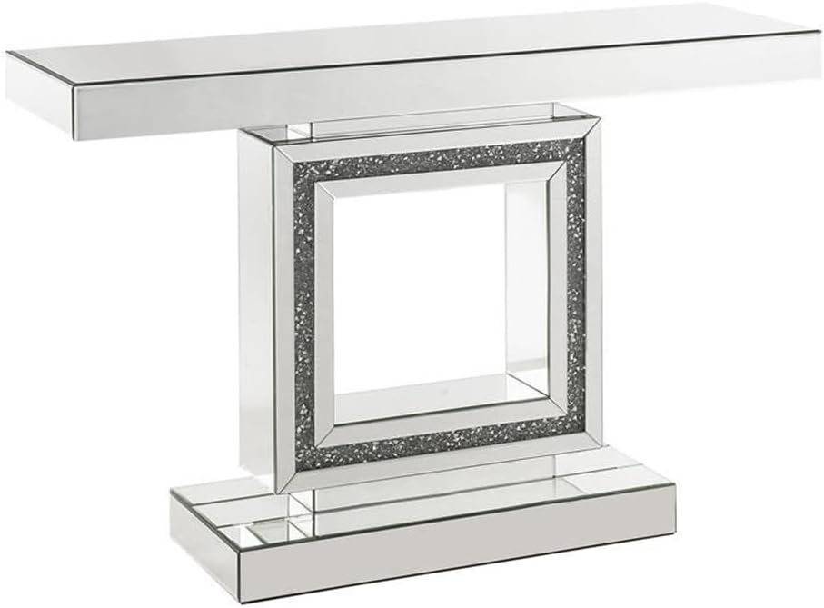 Noralie Mirrored Console Table with Faux Diamonds
