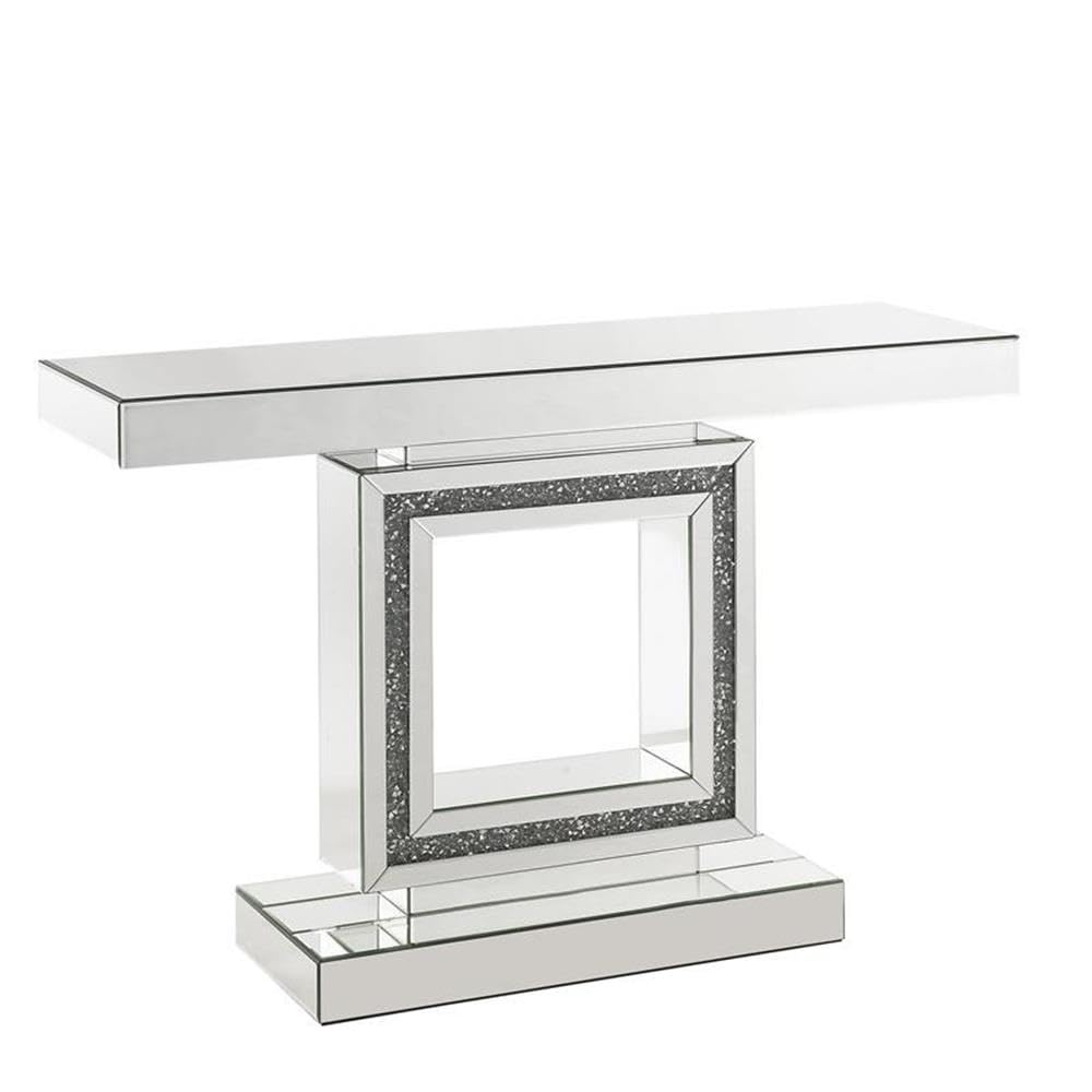 Acme Noralie Console Table in Mirrored & Faux Diamonds