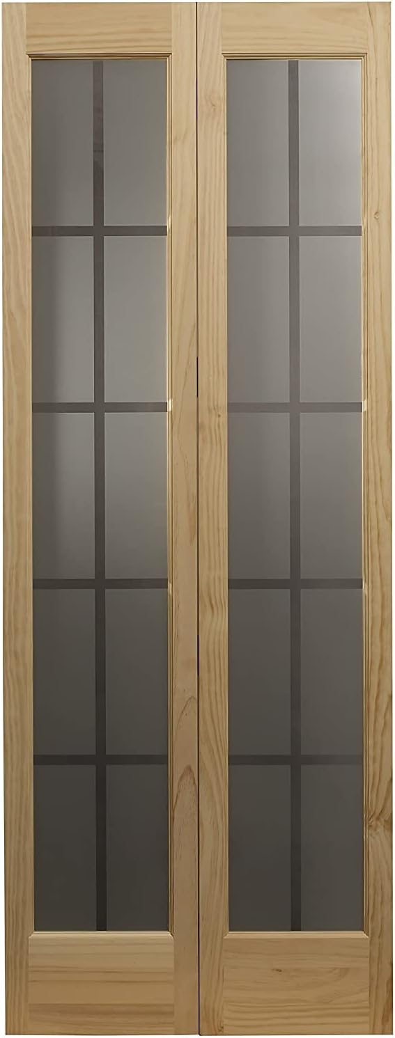 American Wood 837326 30 x 80 in. Full Glass Mission Bifold Door, Unfinished Pine