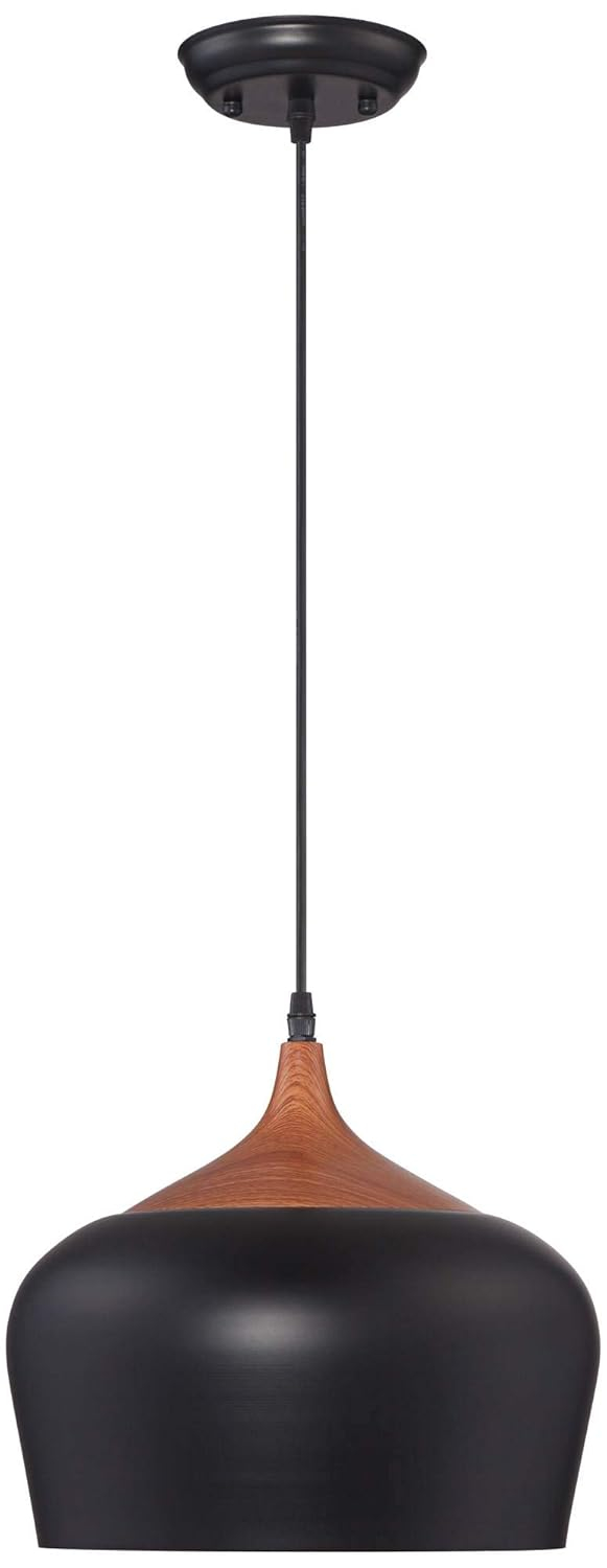 Possini Euro Design Felton Black Mini Pendant Light 12" Wide Farmhouse Rustic Rounded Shade for Dining Room Home Foyer Kitchen Island Entryway Bedroom