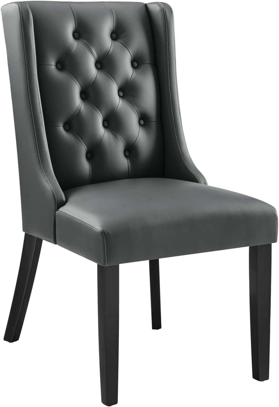 Modway Button-Tufted Vegan Leather Parsons Dining Chair in Gray