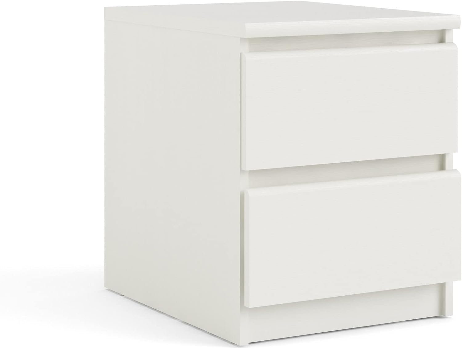 White Woodgrain 2-Drawer Nightstand with Metal Slides