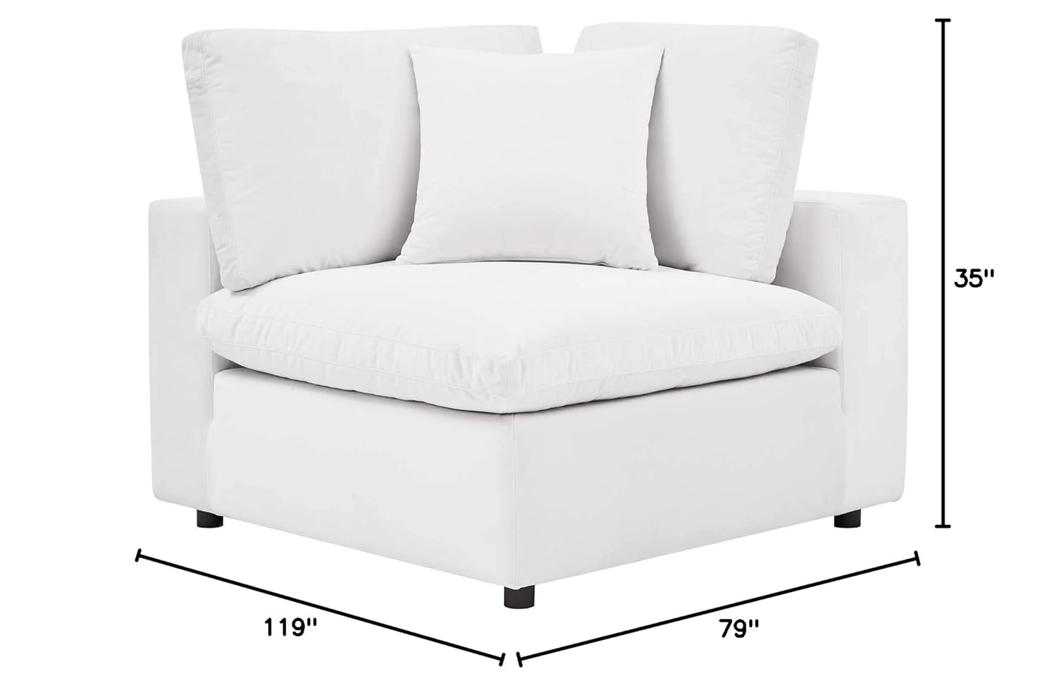 Modway Commix 4-Piece Down Filled Overstuffed Performance Velvet Sectional Sofa in White