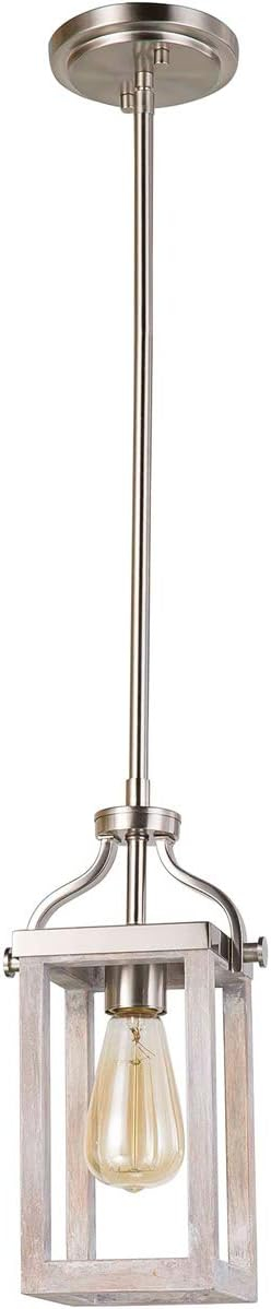 203104A-Eglo Lighting-Montrose - 1-Light Mini Pendant - Acacia Wood And Brushed Nickel