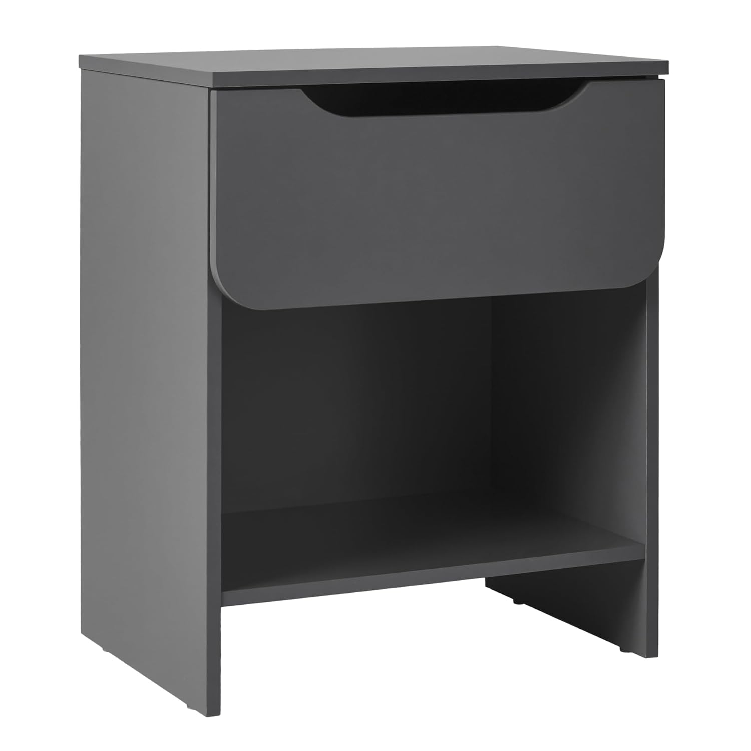 Walker Edison Modern Scandi 1-Drawer Nightstand, Dark Grey