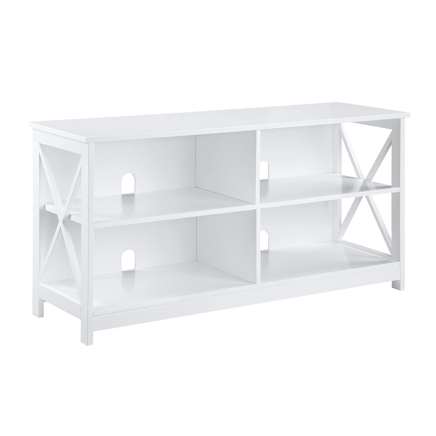 Convenience Concepts Oxford TV Stand in White Wood Finish with Shelves