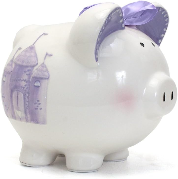 Child to Cherish Ceramic Piggy Bank for Girls, Fairytale Lavender