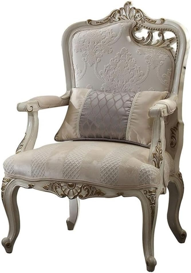 ACME Picardy Accent Chair with Pillow in Antique Pearl