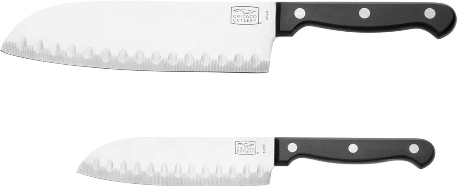 Chicago Cutlery Essentials 2-Piece Santoku Stainless Steel Kitchen Knife Set