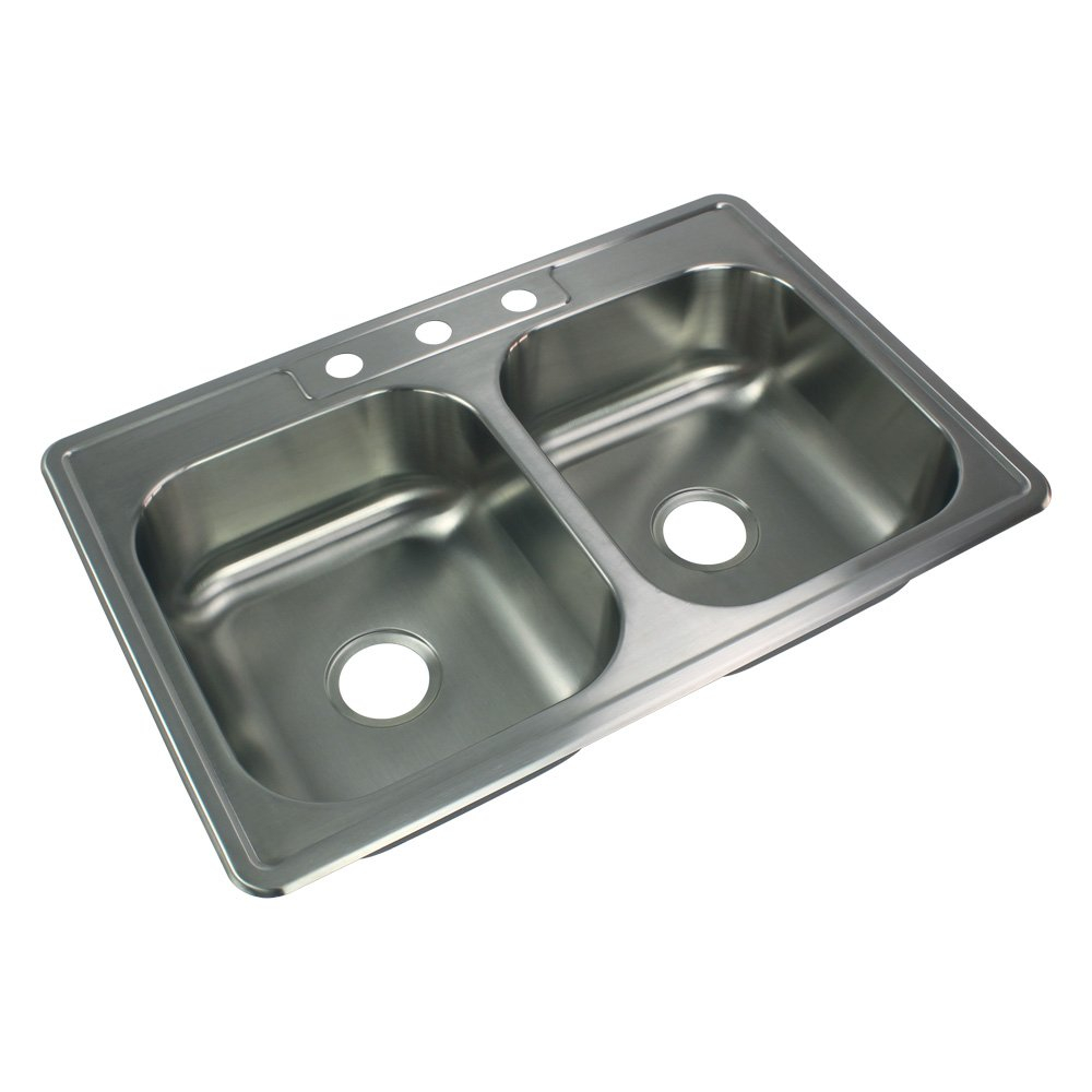 33'' L Drop-In Double Bowl Stainless Steel Kitchen Sink