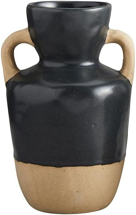 Large Black and Beige Ceramic Jug Vase for Table Décor