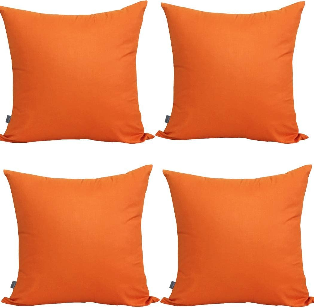 Thmyo 4-Pack 100% Cotton Comfortable Solid Decorative Throw Pillow Cases Fall Square Cushion Cover Pillowcases Sublimation Blank Halloween Thanksgiving DIY Throw Pillowcases(18x18inch/45x45cm,Orange)